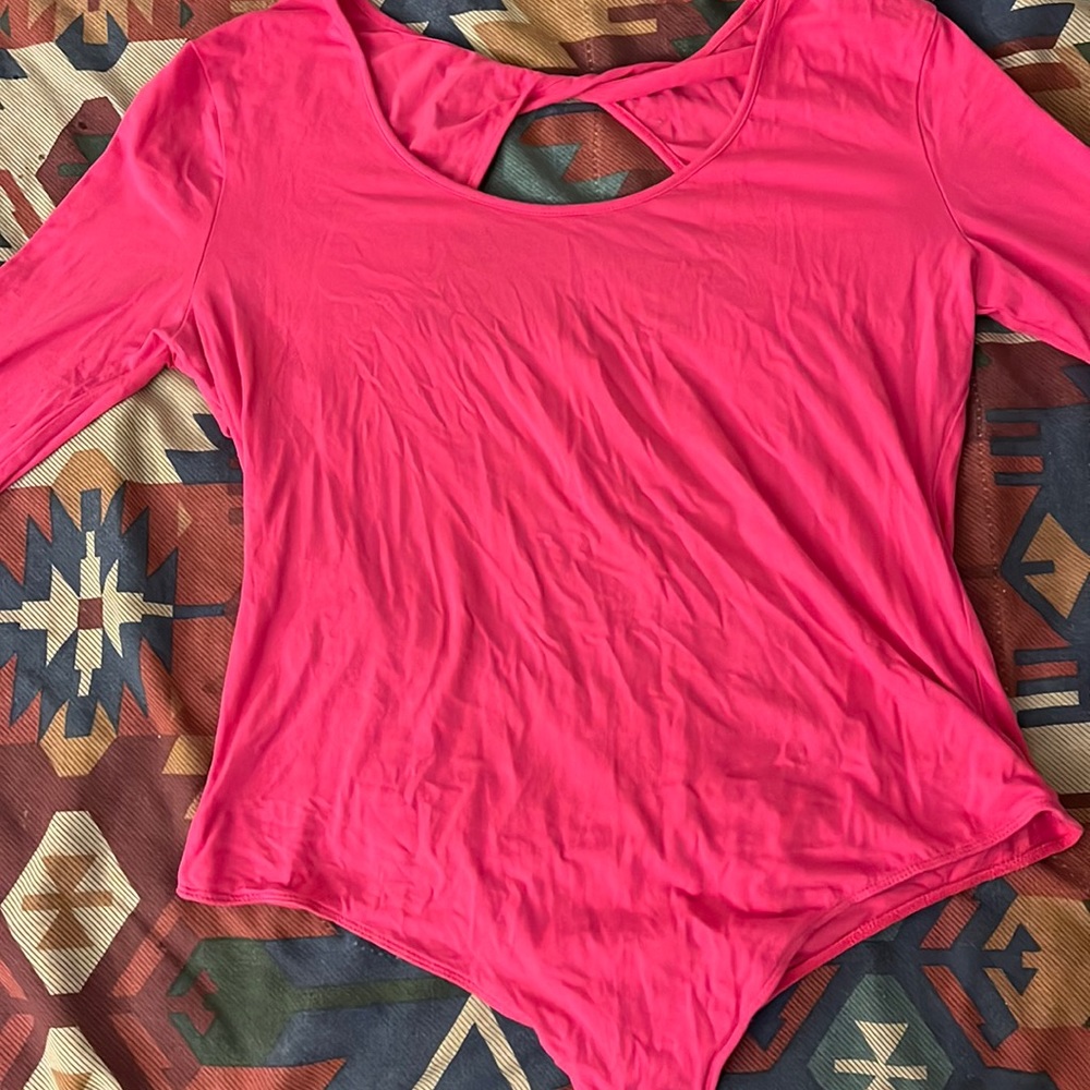 Pink plus size body suit shirt